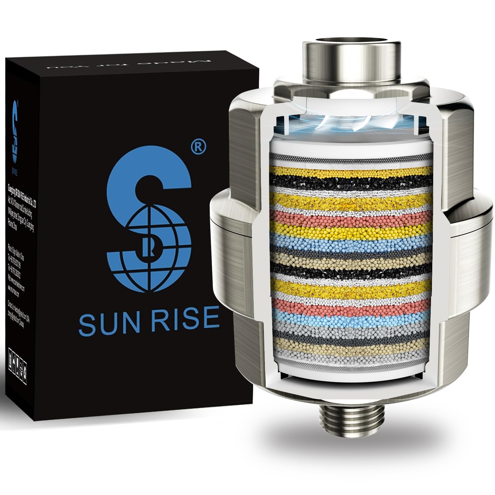 20-Stage Shower Filter-Shower Head Filter for Hard Water, with 1 Replaceable Cartridges, High Output Shower Water Filter for Removing Chlorine and fluoride, Brushed Nickel