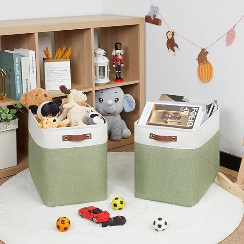 Vista 325 de HNZIGE - Canastas pequeñas de tela para organización (paquete de 6) canastas plegables de almacenamiento para estantes, armarios, lavandería, Asas