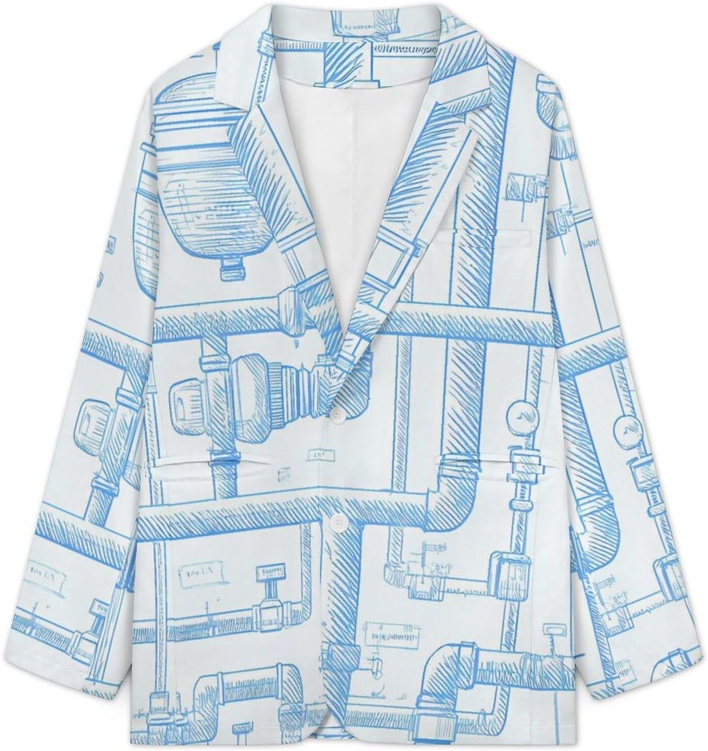 Plumbing Pattern Suits Blazer for Men Buttons Jacket Coat Business 6X-Large