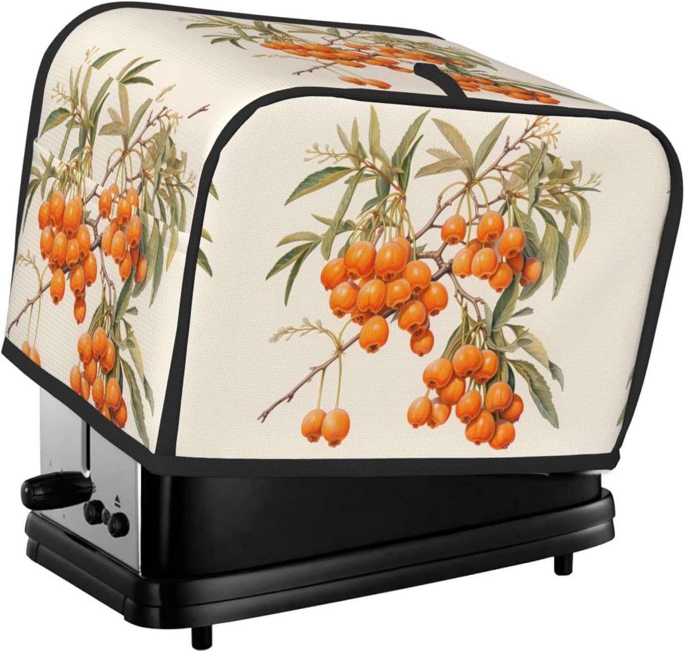Orange sea buckthorn Printing Toaster lid household 2-slice bread machine dust cover protective cover