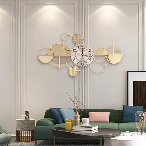 Miniatura 6 de Reloj de pared grande, reloj de pared grande con decoración de cristal con movimiento silencioso, relojes grandes para pared, sala de estar,