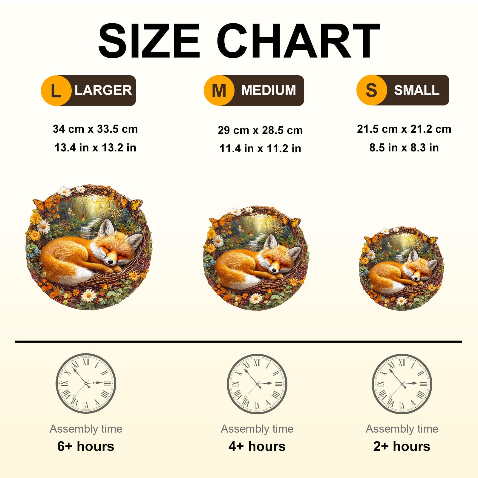Drewniane puzzle dla dorosłych leniwy mały lis - 200 elementów, okrągłe puzzle, pudełko na prezent, dekoracja ścienna (dorośli/dzieci)