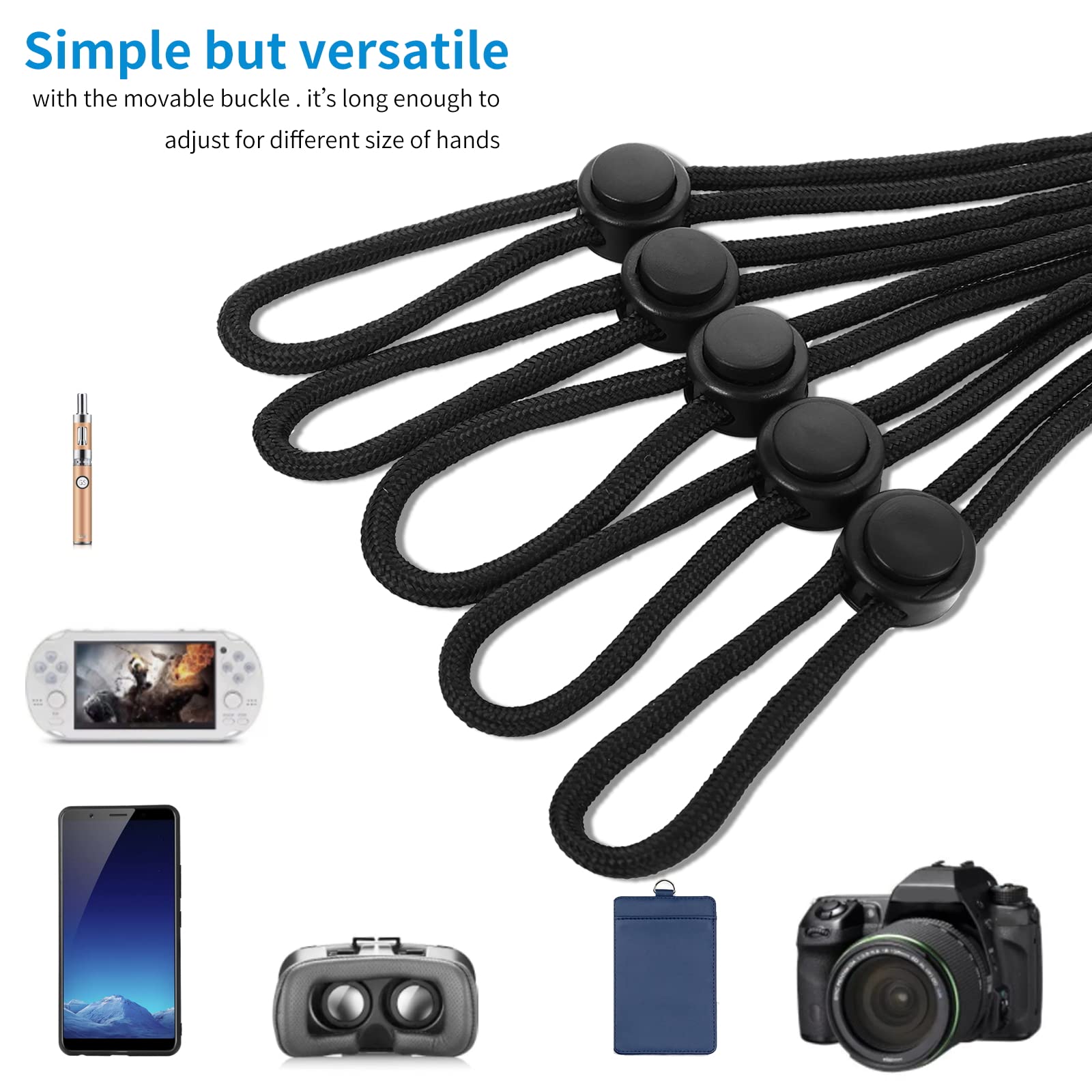 Cobee Smycze na rękę Lanyard, 10 sztuk regulowanych nylonowych smyczy na rękę Lanyard, miękka smycz na rękę do telefonu, aparatu, kluczy, pendrive'a, portfela, identyfikatora z nazwiskiem, Mp3, Mp4
