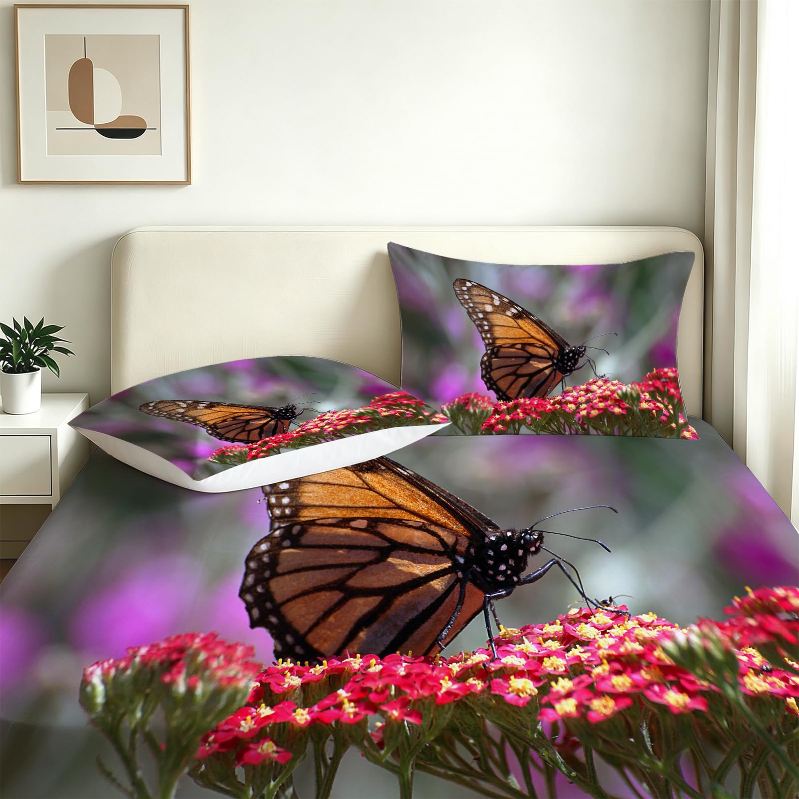 Sábana Bajera Ajustable 180 x 200 Mariposa Flores