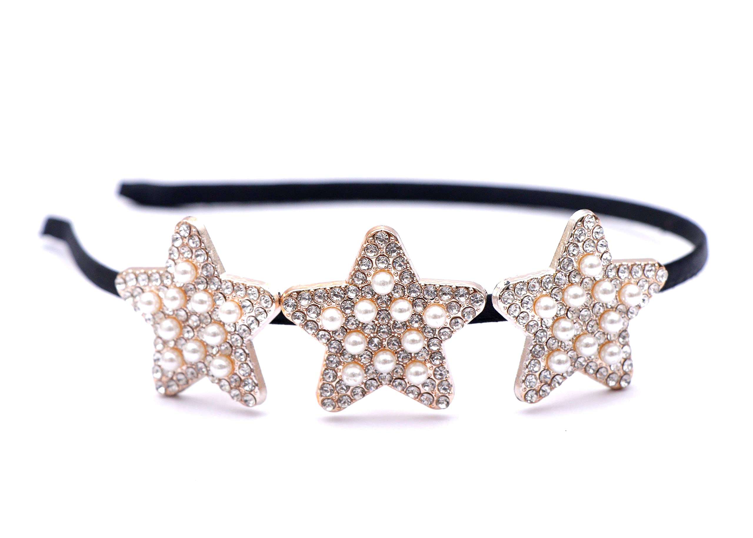 Parhon Stone Star Shape Hair Band Wedding Crown Pearl Princess Queen Headband Parties Festival Hair Accessories for Girls/Kids and Women (Pack of 1)