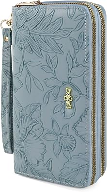 Wallet Women, Double Zip Around Wristlet Phone Wallet