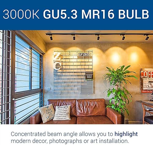Miniatura 5 de Bombillas LED MR16 de 5 W, bajo voltaje de 12 V para exteriores y pista de interior, base GU5.3 de dos pines, blanco suave 3000 K, no regulable
