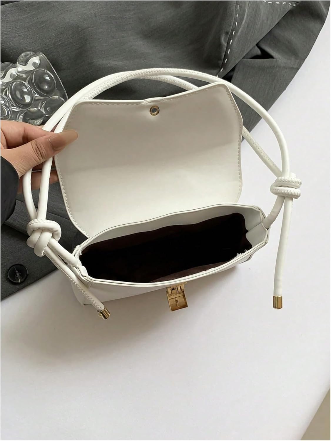 SHENHE Women's PU Leather Shoulder Bag Knotted Top Handle Hobo Purses Underarm Clutch Handbag - Image 4