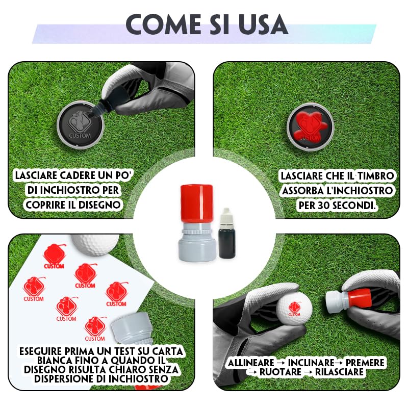 Timbro Personalizzato per Palline da Golf con Inchiostro a Asciugatura Rapida - Accessori da Golf Convenienti per Uomini