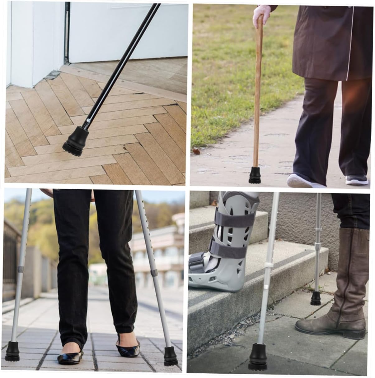 Sosoport Anti-Slip Crutch Foot Pads Walking Stick Climbing Cane Foot Cover Cane Tips Crutch Foot Cover Walking