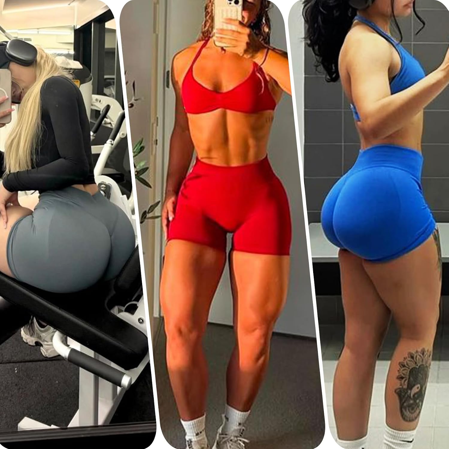 3 Piece Workout Shorts Womens Scrunch Butt Lifting Impact Shorts Seamless Yoga Gym Boom Booty Short Running Pants