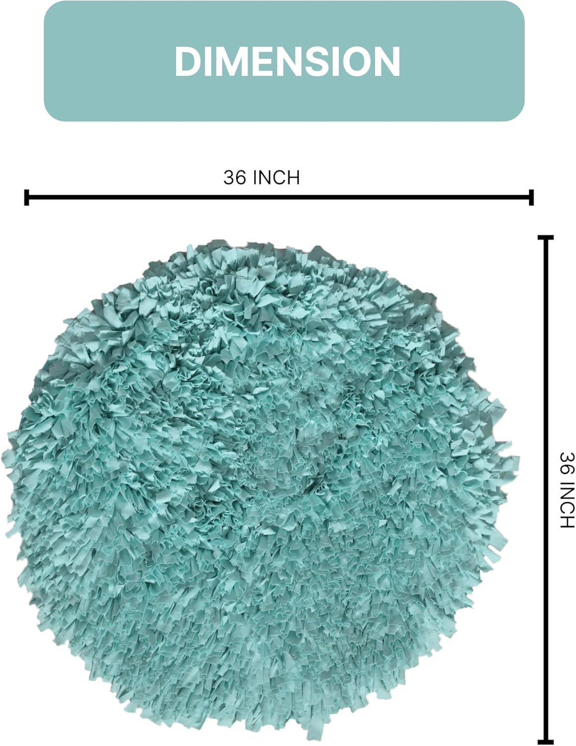 Home Weavers Bella Jersey Shaggy Rug – Soft Foldable 3' Round Aqua Rug for Dorm Rooms, Apartments, or Bedrooms – Cozy and Easy to Clean