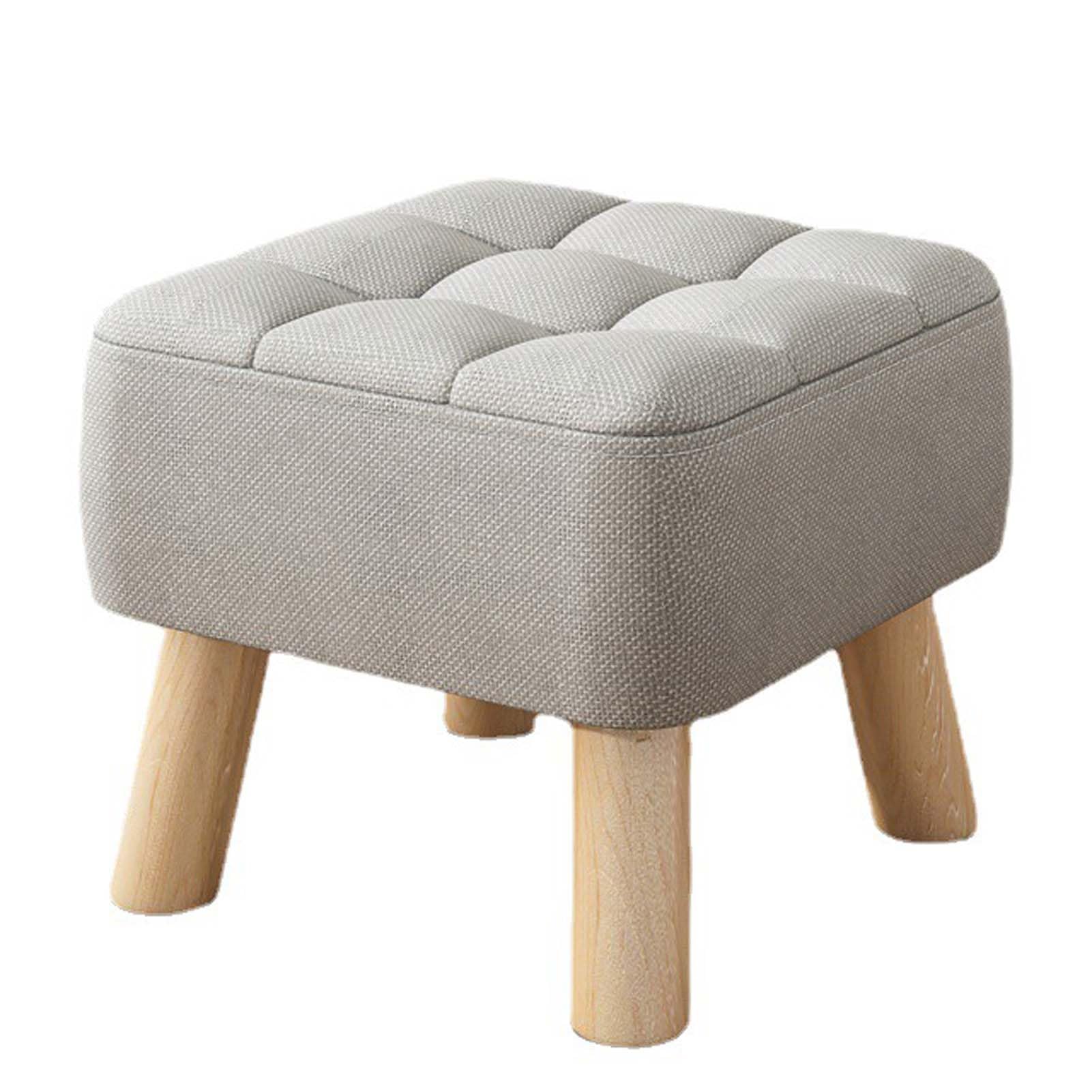 Pouf Poggiapiedi Morbido 30x30x34cm - Gambe In Legno, Rivestimento Tessuto, Per Soggiorno O Camera - Foto 11