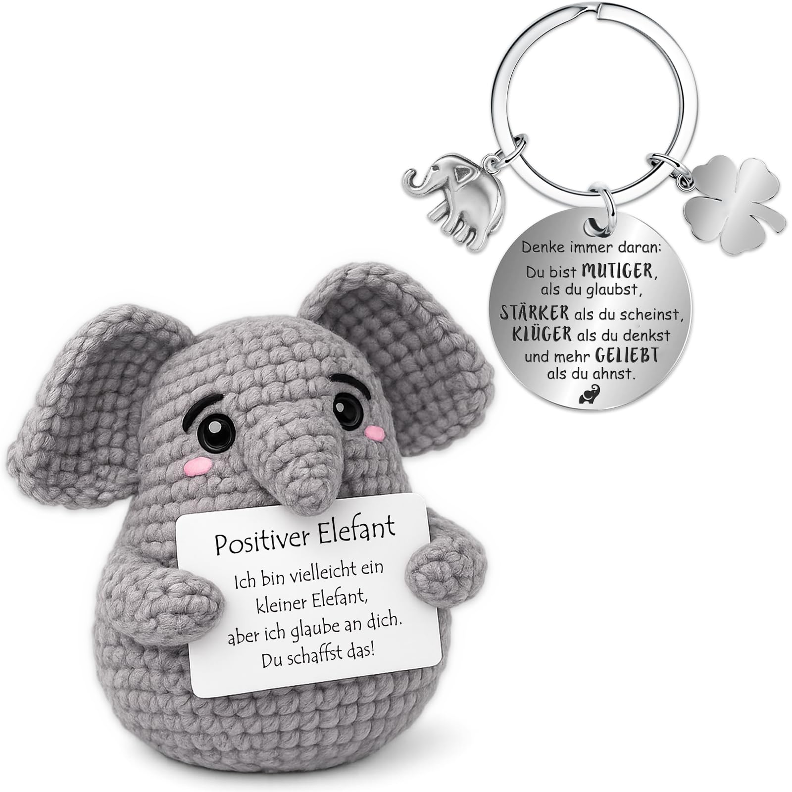 Farbeele Positive Figur und Glücksbringer-Schlüsselanhänger, Pocket Hug, MutmacherGeschenk, Gute Besserung Geschenk, Glücksbringer Prüfung Geschenk, Geburtstagsgeschenk