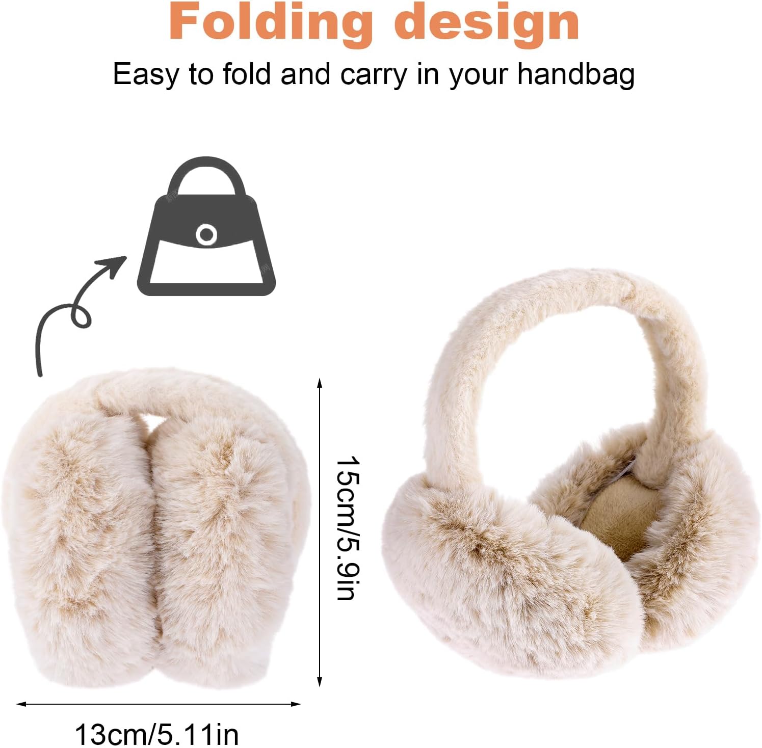 Ear Muffs for Winter Women Foldable Faux Fur Earmuffs Fluffy Ear Warmers for Men Outdoor - Image 3