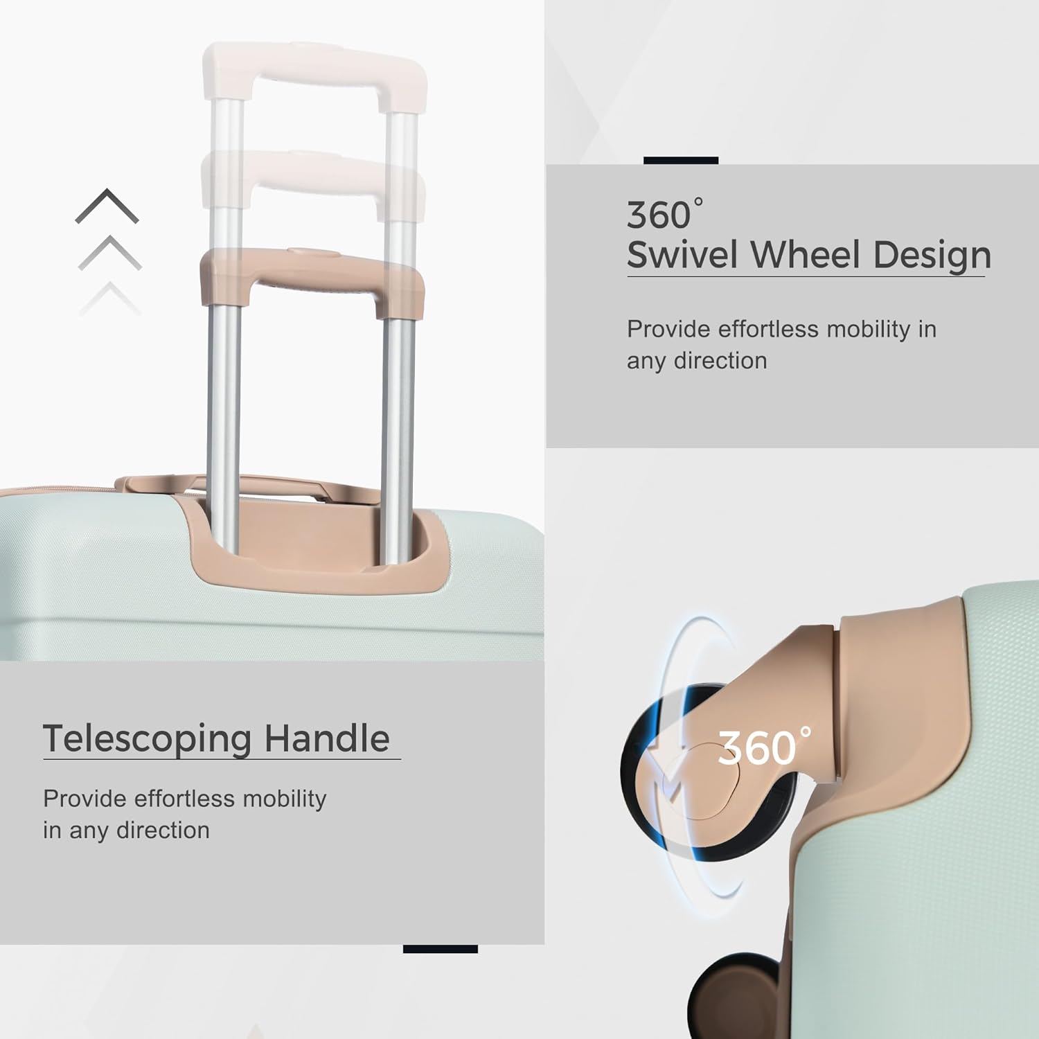 FridayParts Luggage Sets New Model Expandable ABS Hardshell 3pcs, Hardside Lightweight Durable Suitcase sets Spinner Wheels Suitcase with TSA Lock 20"24"28"(Grey Green)