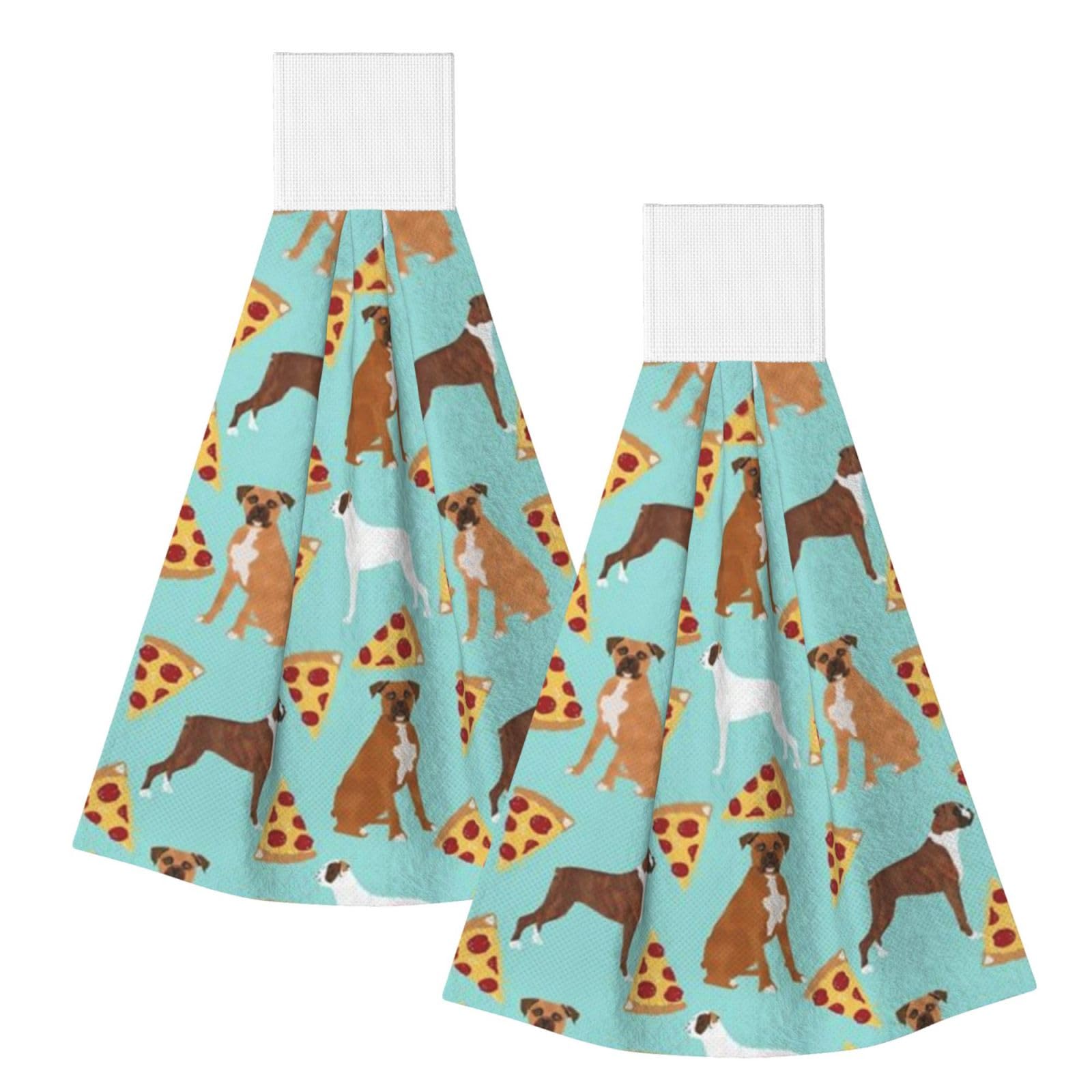 DOPKLNA Boxer Dog, 2 Pcs Hanging Coral Fiber Hand Towels for Bathroom, Absorbent Kitchen Towels