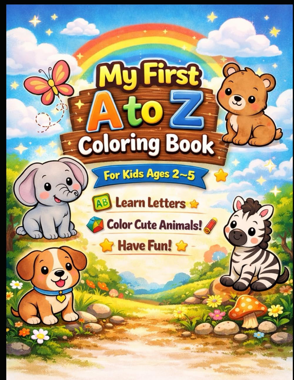 My First A to Z Coloring Book: Alphabet Coloring Book for Kids Ages 2–5 | Fun ABC Learning, Big Simple Pictures, Toddler & Preschool Activity Book