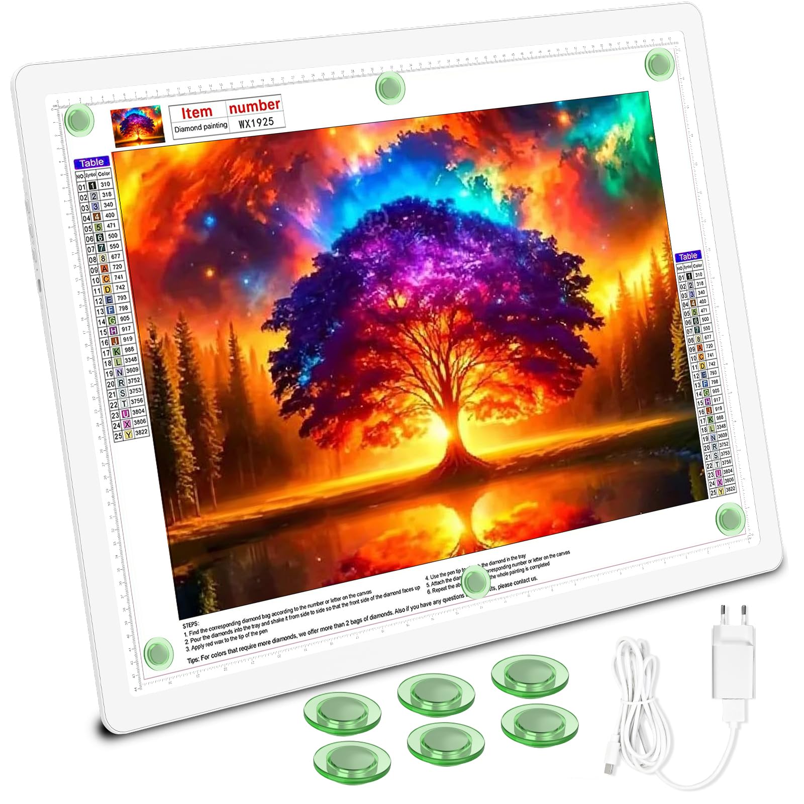 TOHETO Leuchttisch mit Ständer für Diamantmalerei, Ultraheller Leuchtkasten zum Zeichnen, LED Licht Pad zum Nachzeichnen