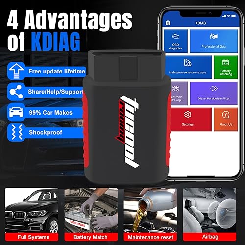 Miniatura 7 de KDIAG OBD2 escáner herramienta de diagnóstico, lector de código de coche para iOS y Android, escáner automático de sistema completo para vehículos