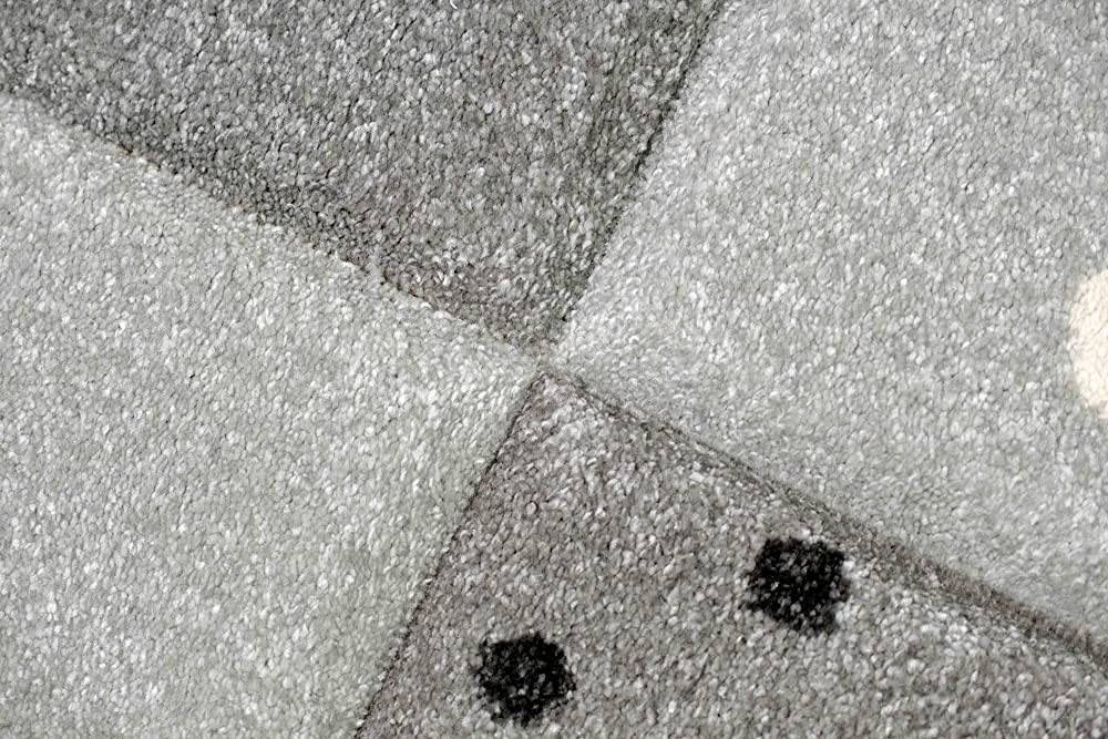 Teppich-Traum Tappeto per Bambini Tappeti da Gioco con Puntini Cuori Stelle Crema Nero Grigio - Molto Resistente Größe 160 cm Rund