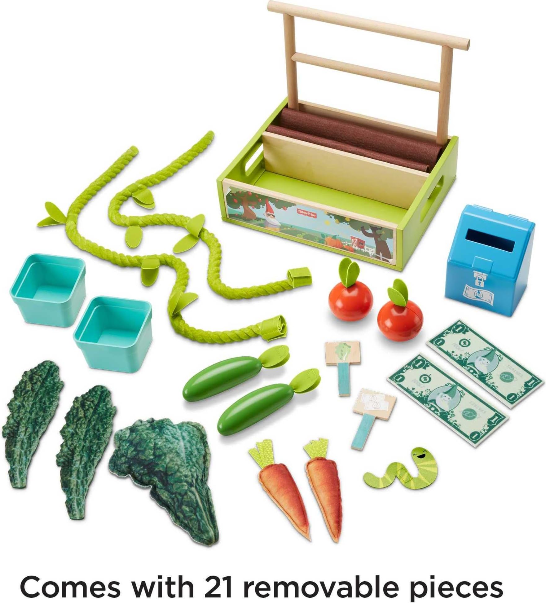 Fisher-Price GGT62 – stoisko targowe, drewniane zabawki dla dzieci od 3 lat