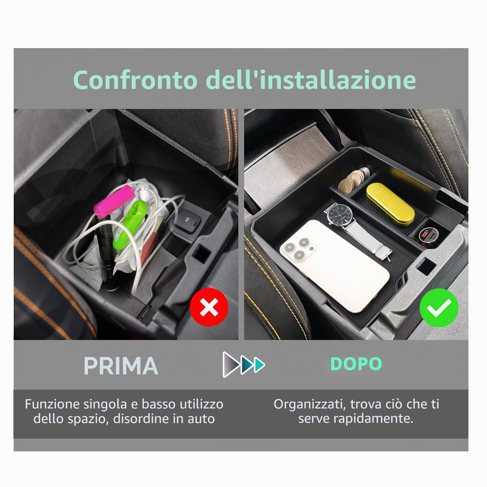 GAFAT Compatibile con Ford Ranger T9 2025 2026-2023 Scatola Portaoggetti, Ranger T9 Raptor Wildtrak XLT Organizer per Vano Portaoggetti, Ranger 2025 Accessori (Freno Elettronico)