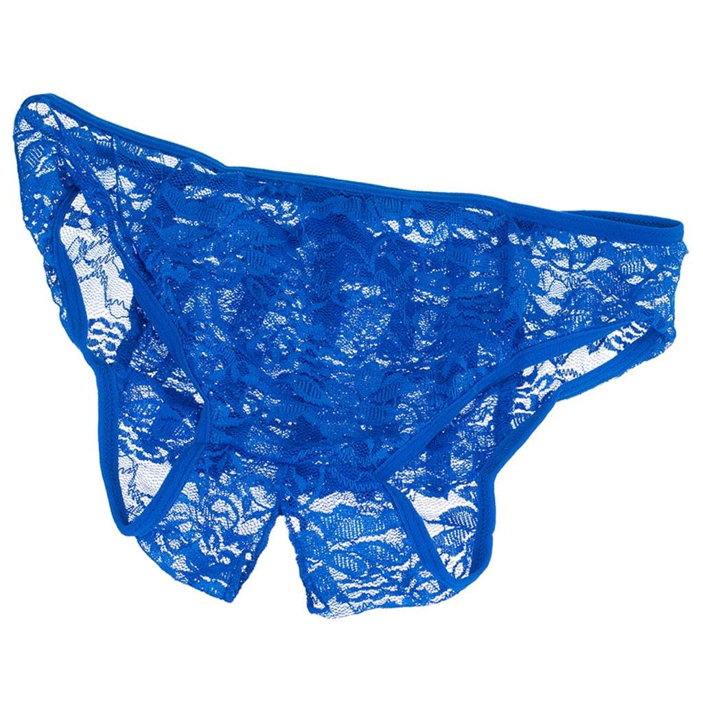 Womens Lace Open Crotch Low Rise G-String Underwear Dark Blue 3XL-image-28