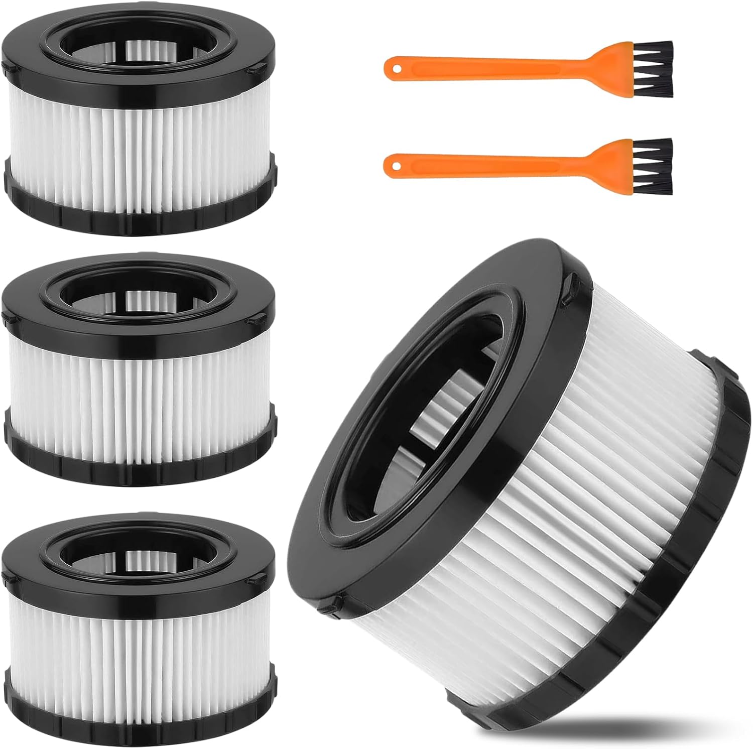 4 Pack DC5151H Replacement HEPA Filter Compatible With DEWALT Wet Dry Vacuum DC5151H DC515 DCV517 DCV517B-with 2 Cleaning Brushes DC5151H Vacuum HEPA Filters