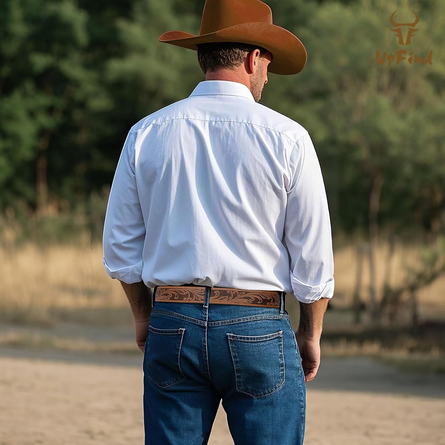 Men Women Western Belt Strap for Jeans Dress Cowboy Leather Belt Strap without Buckle - Image 4