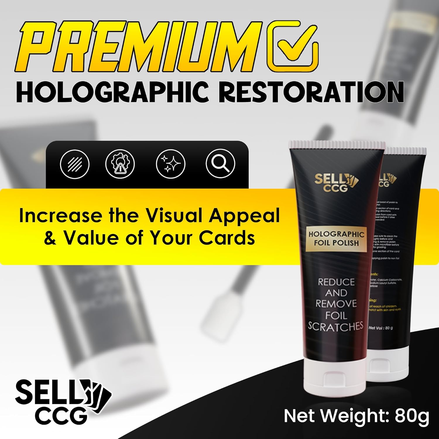 Trading Card Polish Kit for Holographic Foil Surface, Includes 10x Foam Applicators and Microfiber Cloth - Trading Card Repair Kit, Card Grading Kit