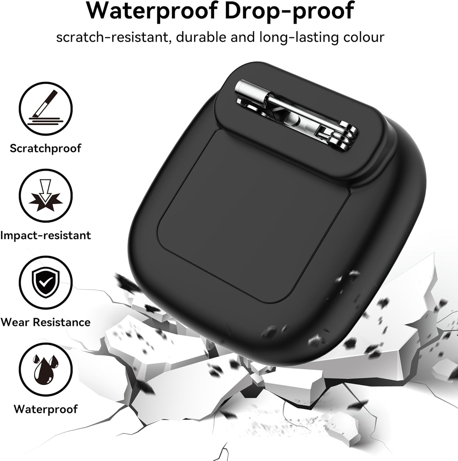 2-Pack Waterproof Silicone Case with Pin for Tile Mate 2024/2022 – Hidden GPS Tracker Holder for Kids, Teens, Elderly, Pets, Bags, Luggage – Anti-Lost & Anti-Scratch Cover – Black/Blue