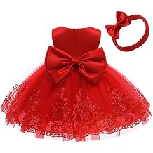 Baby Girls Dress Christening Baptism Party Formal Dress with Headwear
