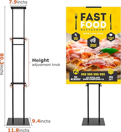 Miniatura 6 de Paquete de 2 soportes para póster para exhibición, letreros de pedestal ajustables de hasta 78 pulgadas, doble cara para tablero y espuma, soporte