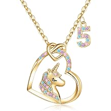 Hidepoo Birthday Gifts for Girls - Unicorn Necklaces for Kids Girls | Colorful CZ Heart Pendant Unicorn Necklace for Girls Kids Jewelry, Birthday Gifts for 3-16 Year Old Girls