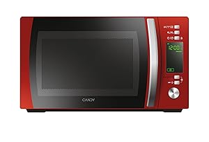 Candy CookinApp CMXG20DR, Microondas con grill, 20L, Digital, App simply-Fi, 5 niveles potencia, 40 programas automáticos, Plato giratorio 25,5cm, Express Cooking, 700W/1000W, Rojo