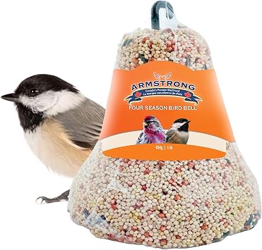 Armstrong Wild Bird Food Four Season Bell, 1 Pound - Premium High-Energy Treat for Year-Round Songbird Feeding - Easy-to-Hang Suet Alternative