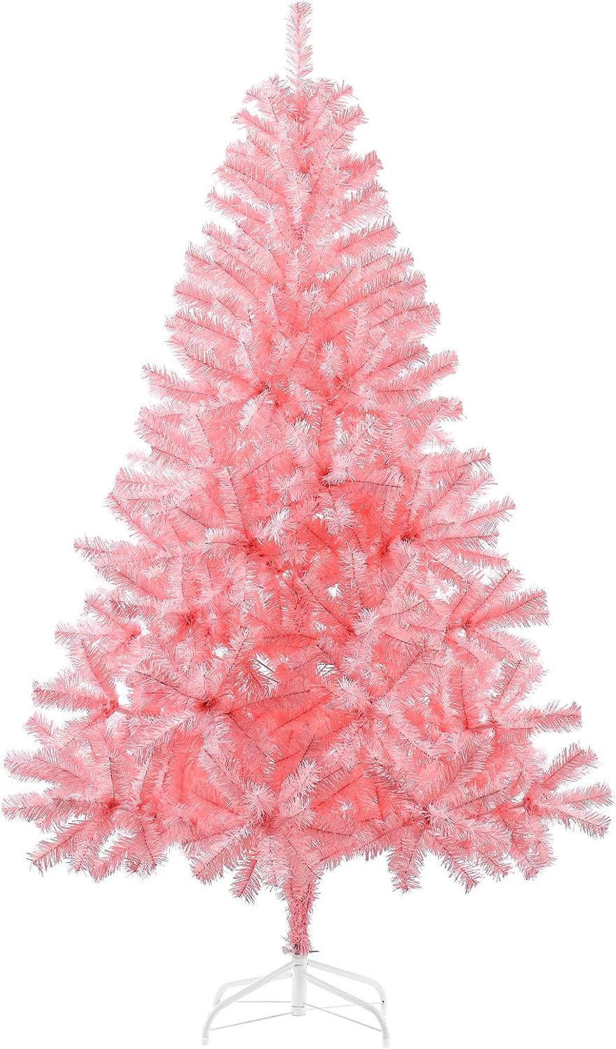 GlyinnHe 6FT Pink Artificial Christmas Tree?Xmas Fake Pine Tree with 700 Branch Tips and Foldable Metal Stand Fully Easy Assembly Hinged Artificial Tree for Home Decoration, Party, Office