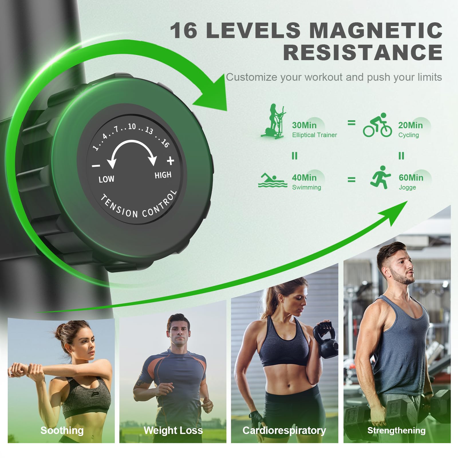 Neezee Crosstrainer mit Bluetooth-App, 16-Stufiger Widerstandsstufen, 6 kg Magnetischem Schwungrad, LCD-Monitor, Pulssensor