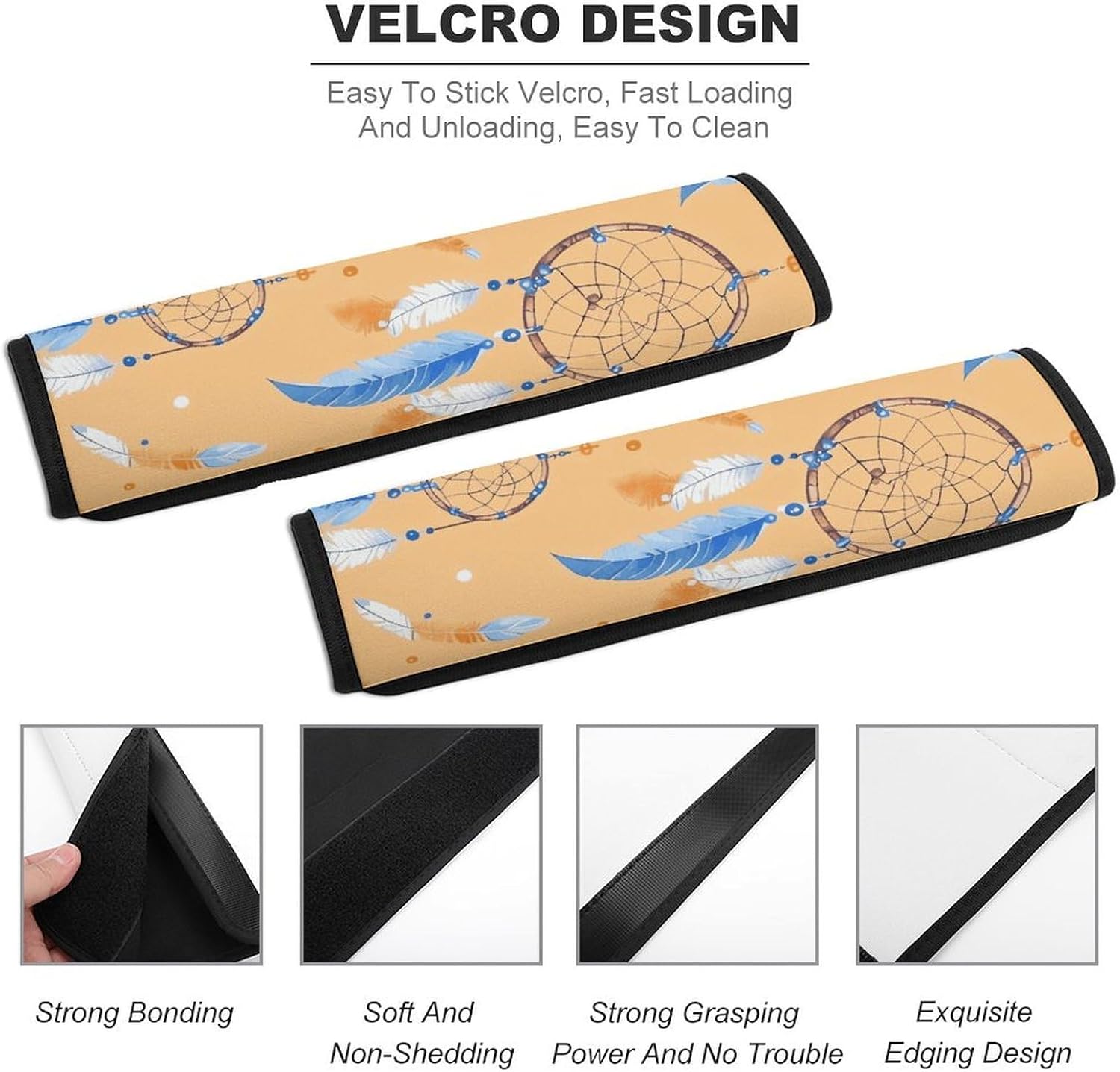 2 PCS Super Soft Car Seat Belt Pad, Cute Dream Catcher Pattern Printed Waterproof Sweat-Absorbing Seat Belt Covers Backpack Shoulder Pad for All Car Seats Baby Strollers