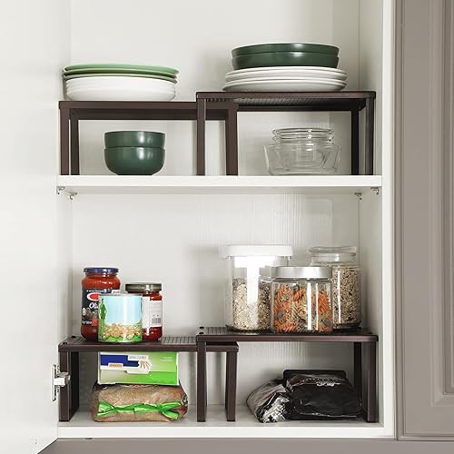 Miniatura 3 de SONGMICS Juego de 8 estantes de especias de metal, juego de 4 estantes de especias de metal, juego de 4 organizadores de especias de bambú y metal,