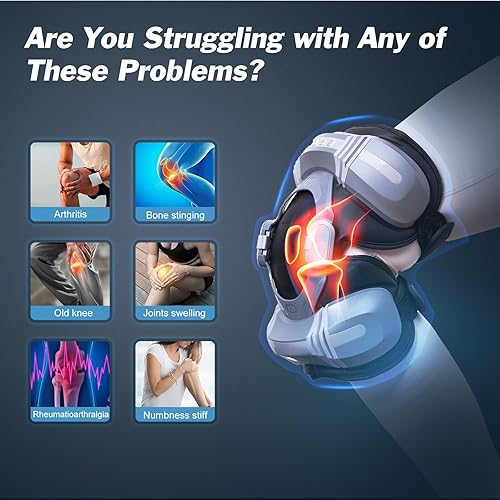 Miniatura 2 de Masajeador de rodilla, hombro y codo, masajeador 3 en 1 con bolsas de aire para apretar, calor y vibración para relajar los músculos y circular la