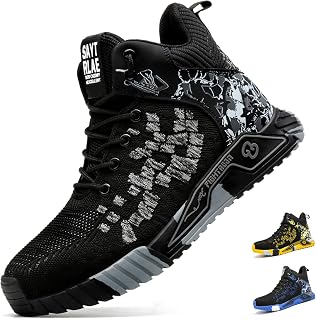 Safety Shoes Men Women Riding Non-Slip Safety Shoes, Work Shoes, Steel Tip Protector, 1011 Black, 44 EU, 1011 black