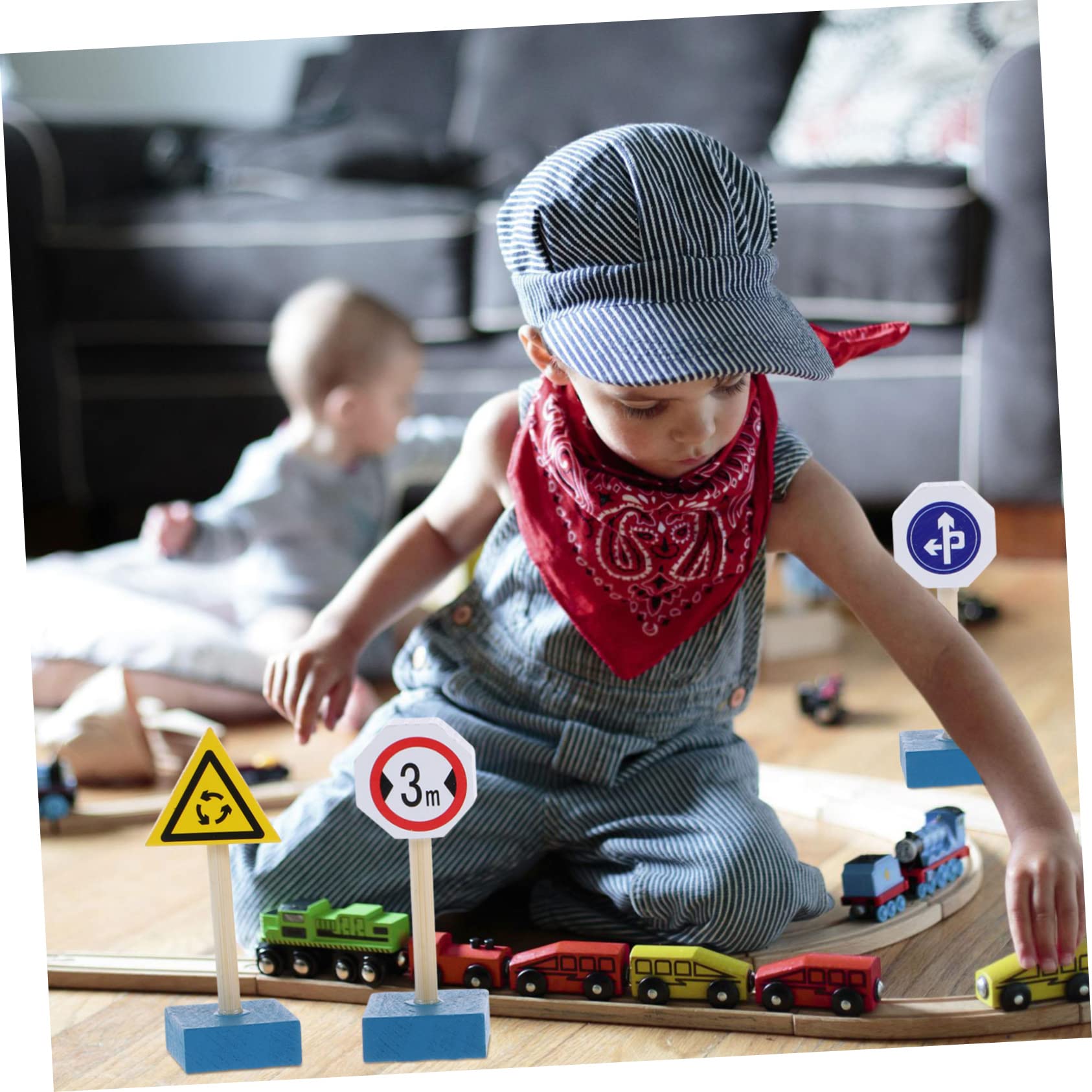 Hemoton Interactive Educational Traffic Sign Blocks 33 Pieces Car Toys Map Boys and Girls' Learning Safety Toy