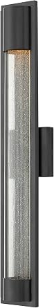 Hinkley Mist Large Wall Mount Outdoor Lantern, Aluminum, Clear Acrylic Overlay On Seedy Glass Inside Panel, ADA, Dark Sky Compliant, 7w GU10 LED Bulb Rec., Satin Black Finish