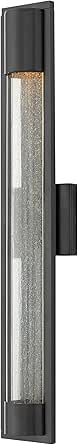 Hinkley Mist Large Wall Mount Outdoor Lantern, Aluminum, Clear Acrylic Overlay On Seedy Glass Inside Panel, ADA, Dark Sky Compliant, 7w GU10 LED Bulb Rec., Satin Black Finish