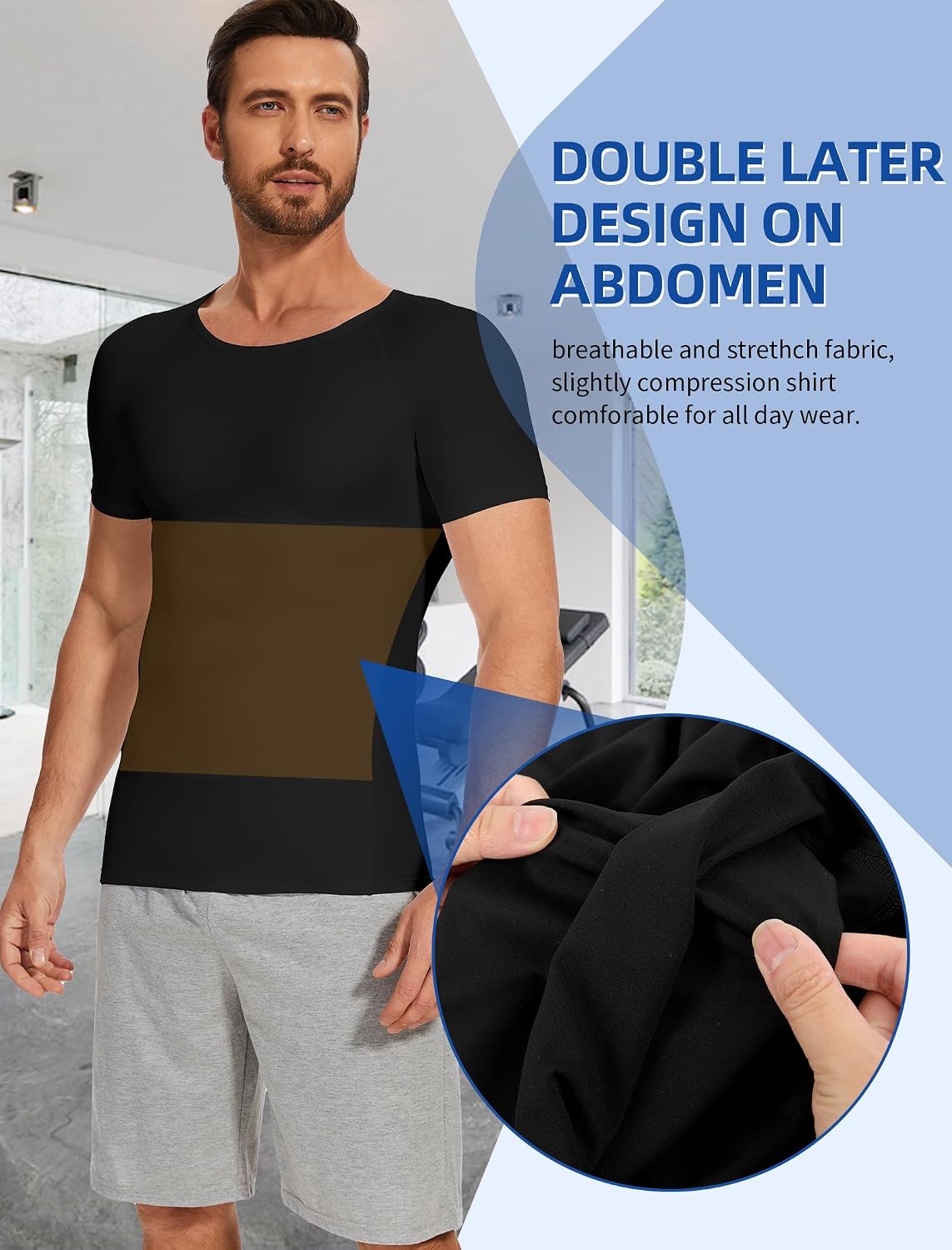 MISS MOLY Compression Shirts for Men Tummy Control Undershirt Gynomastica Slimming Short Sleeve Waist Trainer Shapewear