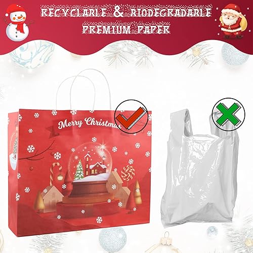 Miniatura 5 de LIMYIOM Juego de bolsas de regalo de Navidad de varios tamaños, 28 bolsas de Navidad para regalos, incluyendo 8 grandes y 20 medianas, 28 etiquetas