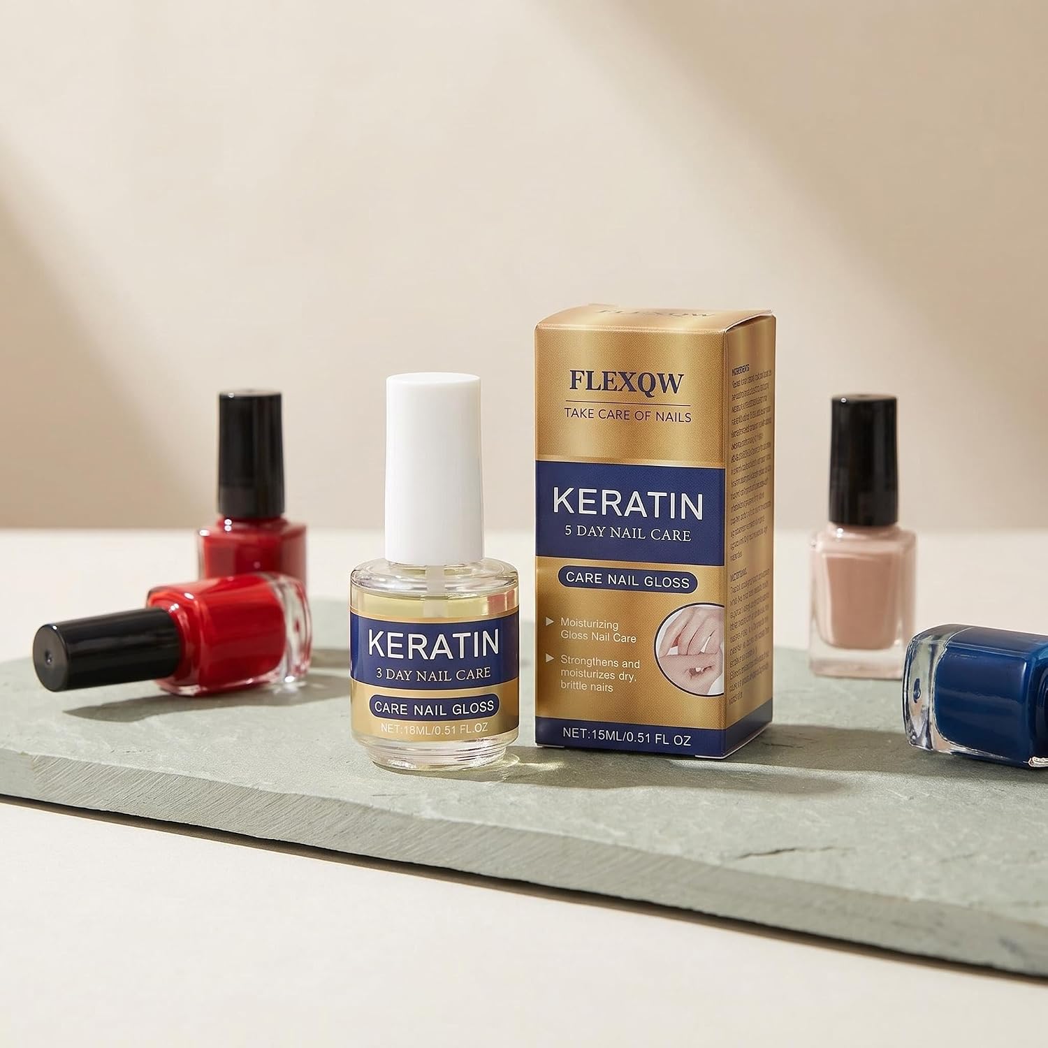 Keratin Nail Repair Serum, 3 Day Nail Care Gloss, Strengthens and Moisturizes Dry Brittle Nails, Spray Design, 0.51 fl oz, 3 Pack