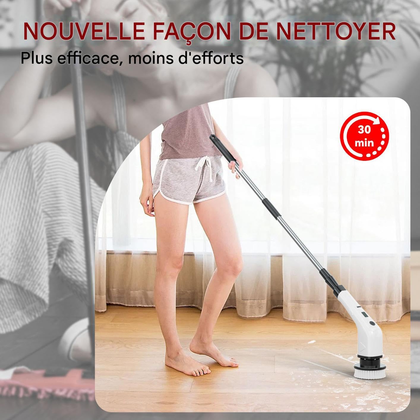 Cepillo Eléctrico de Limpieza y Fregado Herramienta Con Batería Duradera | Cepillo De Baño Sin Cable Para Hogar Azulejos Ducha Fregaderos De Cocina Bañeras Juntas De